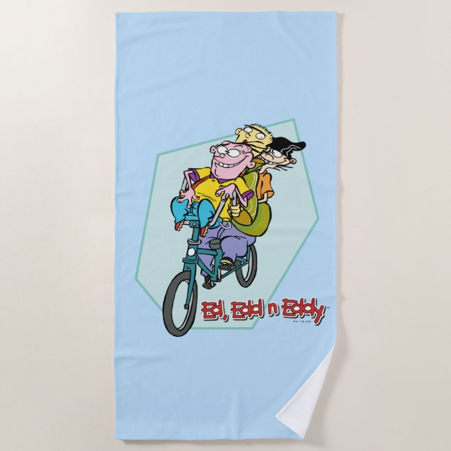 Ed, Edd, n Eddy on a Bike Beach Towel (Front)