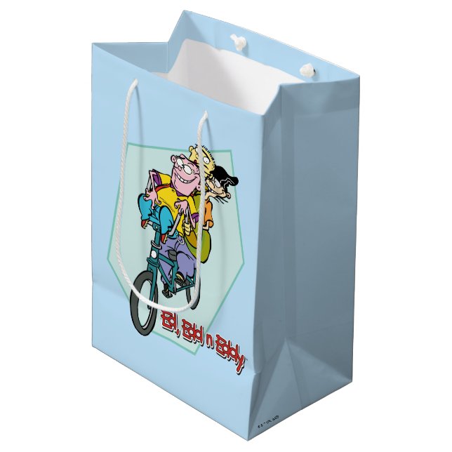 Ed, Edd, n Eddy on a Bike Medium Gift Bag (Front Angled)