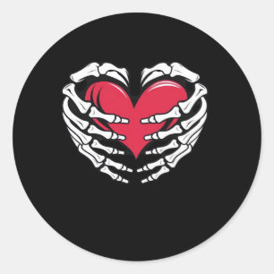 Ed Heart In Skeletal Hands Classic Classic Round Sticker