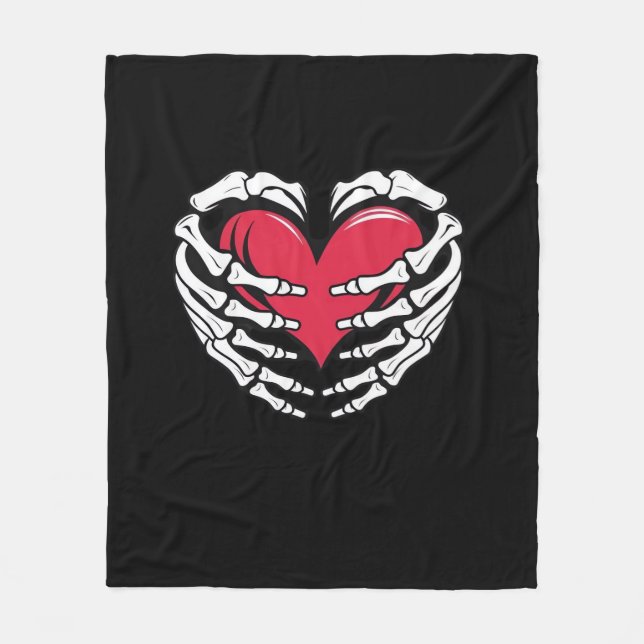 Ed Heart In Skeletal Hands Classic Fleece Blanket (Front)