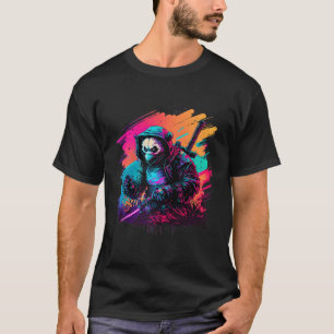 Ed Panda Ninja Steampunk Synthwave Baseball T-Shirt