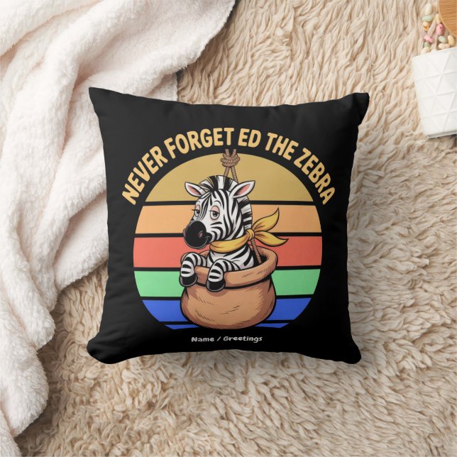 Ed The Zebra Captured Retro Stripes Funny Design Cushion (Blanket)
