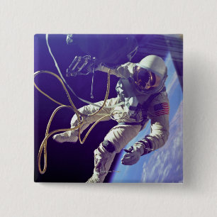 Ed White First American Spacewalker Photograph 15 Cm Square Badge