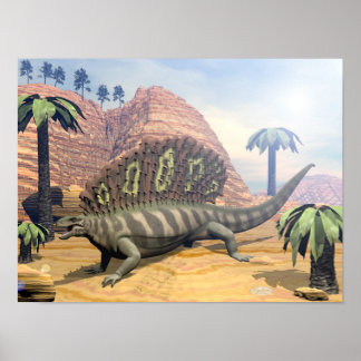 Edaphosaurus dinosaur - 3D render Poster