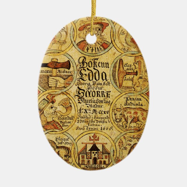 Edda Norse Mythology Ceramic Tree Decoration (Front)