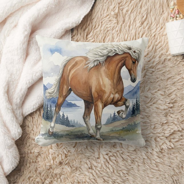 Edda Silver bay Icelandic Horse in the Mountains S Cushion (Blanket)