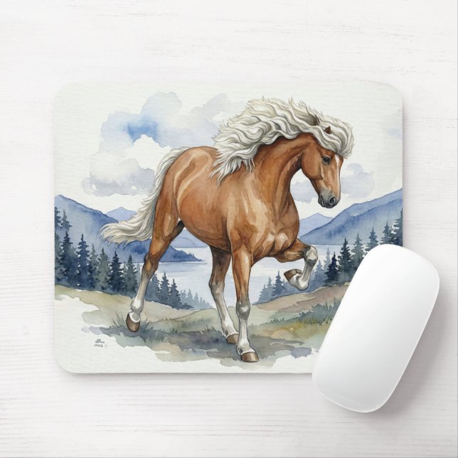 Edda Silver bay Icelandic Horse in the Mountains S Mouse Pad (With Mouse)