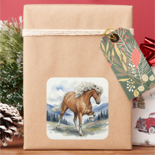 Edda Silver bay Icelandic Horse in the Mountains S Square Sticker