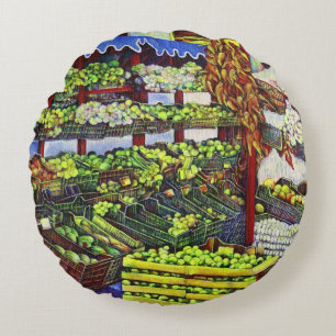 Eddie's Market, Hungary Round Cushion