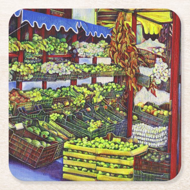 Eddie's Market, Hungary Square Paper Coaster (Front)