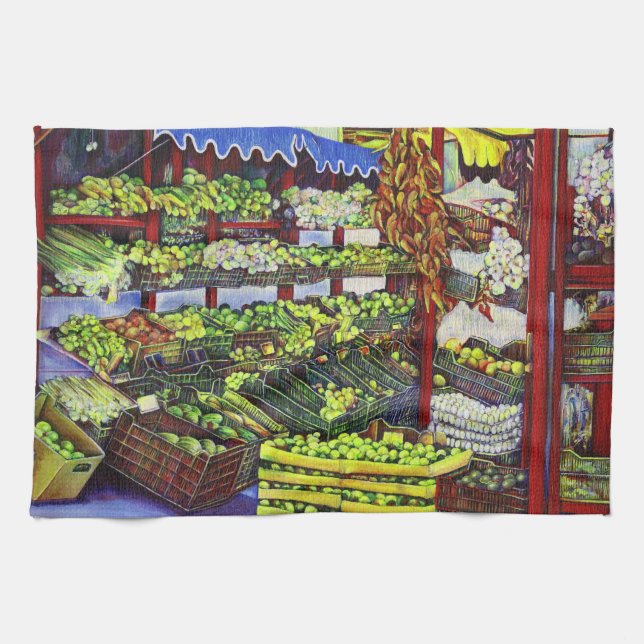 Eddie's Market, Hungary Tea Towel (Horizontal)