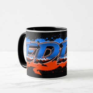 Eddy Vorname Name Graffiti blue orange Tasse Mug