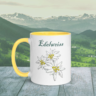 Edelweiss Alpine Wildflower Yellow Hand-Drawn Mug