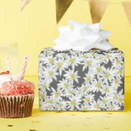 Edelweiss Alps Wildflower Charcoal Cottagecore Wrapping Paper