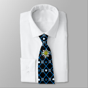 Edelweiss and Edelweiss pattern on black tie