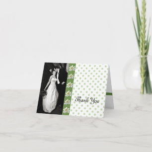 Edelweiss and Polka Dots Photo Wedding Thank You Card