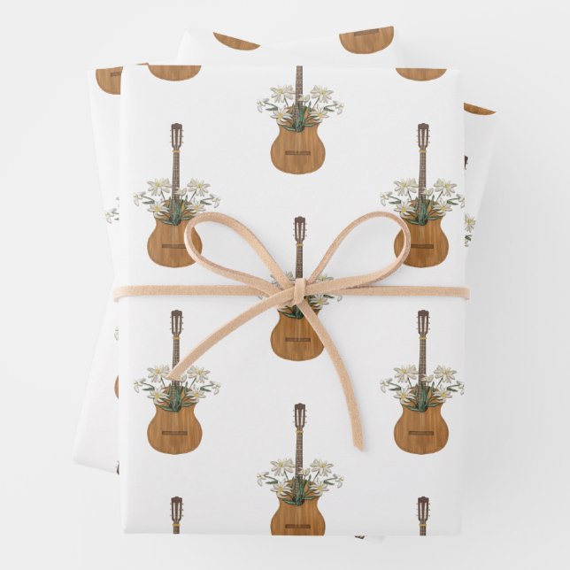 Edelweiss Duet with Guitar Sweet Alpine Wrapping Paper Sheet (In situ)