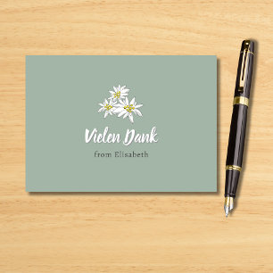 Edelweiss Flower Hand-Drawn Floral Bridal Shower Thank You Card