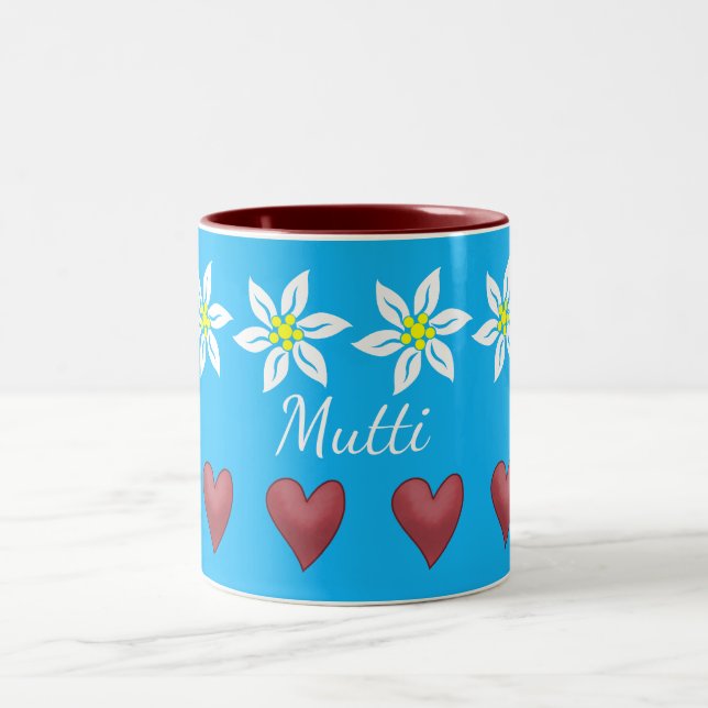 Edelweiss Flowers and Hearts Custom Mug (Center)