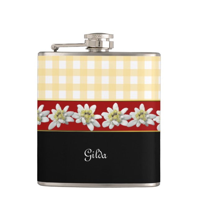 Edelweiss Flowers Custom Flask (Front)
