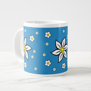 Edelweiss on Blue Large Coffee Mug