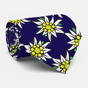 Edelweiß on dark blue, for Bavaria fans Tie