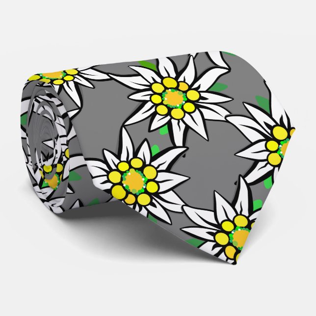 Edelweiß on grey, for Bavaria fans Tie (Rolled)