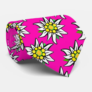 Edelweiß on pink, for Bavaria fans Tie