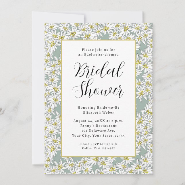 Edelweiss Sound of Music Bridal Shower  Sage Green Invitation (Front)