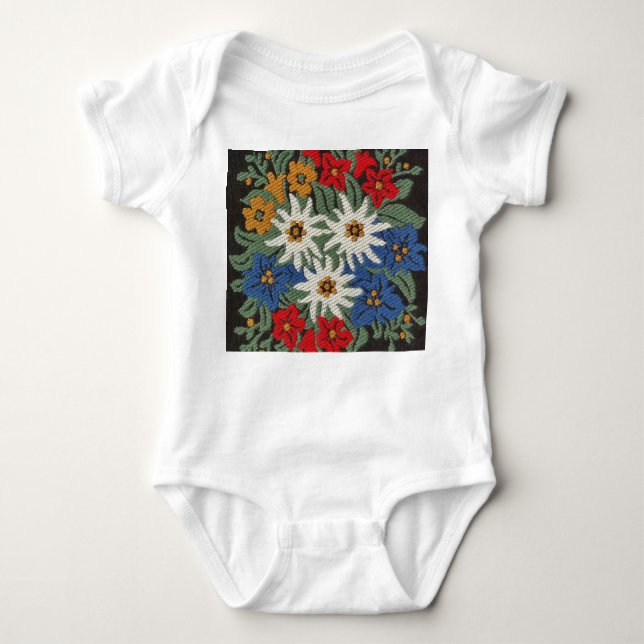 Edelweiss Swiss Alpine Flower Baby Bodysuit (Front)