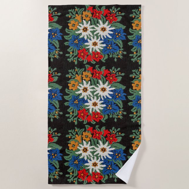 Edelweiss Swiss Alpine Flower Beach Towel (Front)