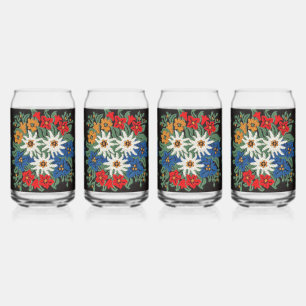 Edelweiss Swiss Alpine Flower Can Glass