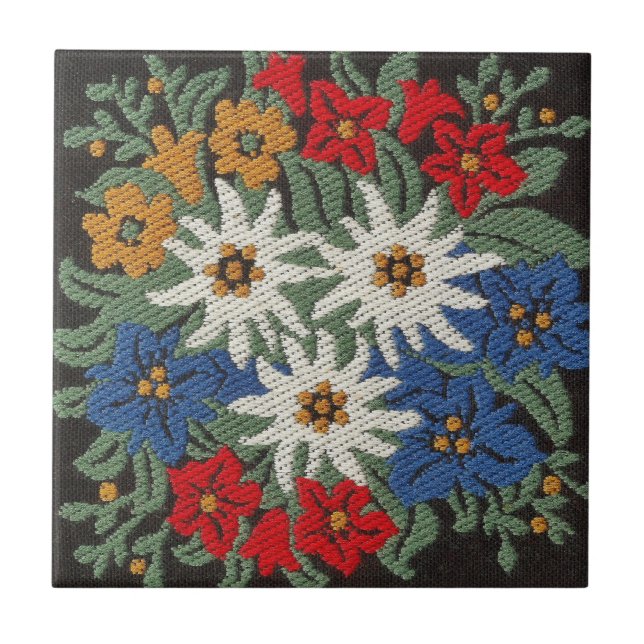 Edelweiss Swiss Alpine Flower Tile (Front)