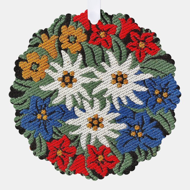 Edelweiss Swiss Alpine Flower  Tree Decoration Card (Front)