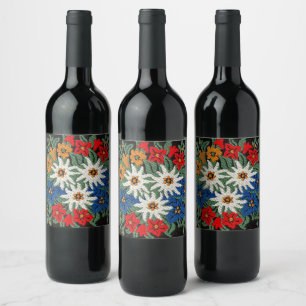 Edelweiss Swiss Alpine Flower Wine Label