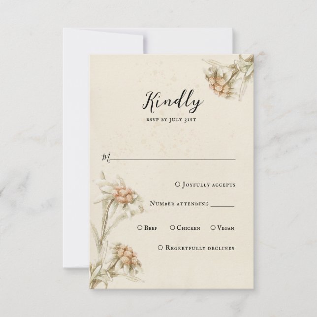 Edelweiss Vintage Floral  RSVP Response Card (Front)