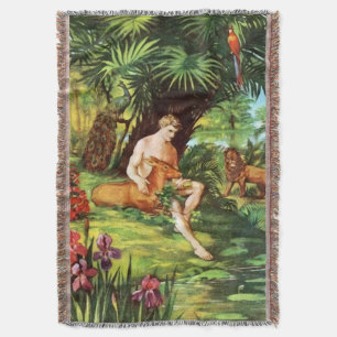 Eden Adam In The Garden Throw Blanket