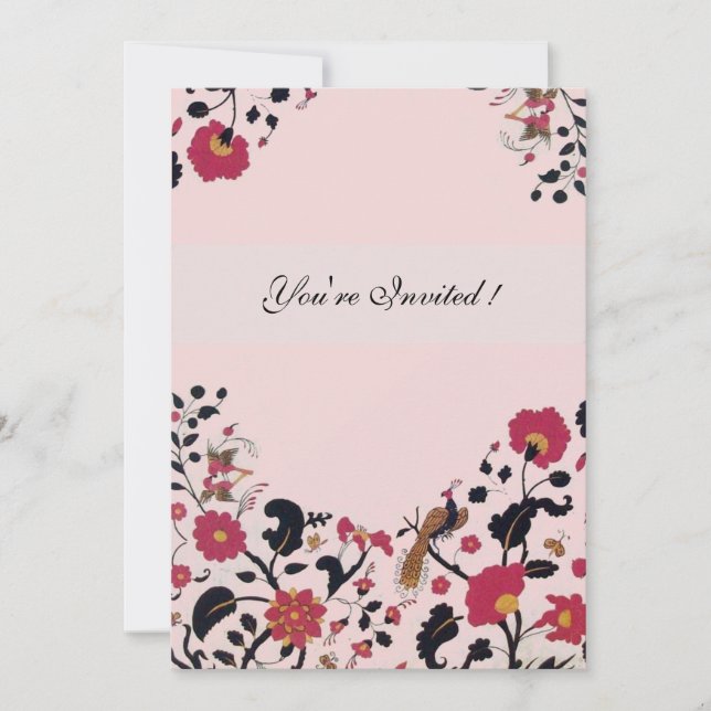 EDEN ,black and white ,red pink Invitation (Front)