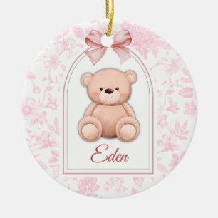 Eden   Custom Pink Teddy Bear Nursery Design  Ceramic Tree Decoration