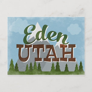 Eden Utah Fun Retro Snowy Mountains Postcard