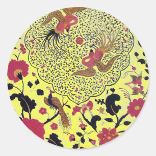 EDEN/ WEDDING LOVE BIRDS ,PEACOCK AND RED ROSES CLASSIC ROUND STICKER