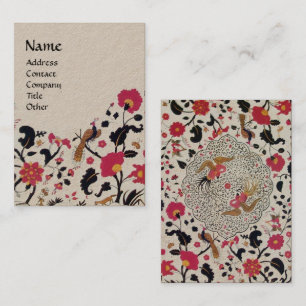 EDEN,WHIMSICAL GARDEN Red Black Floral Kraft Paper Business Card
