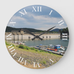 Edersee dam at low water large clock