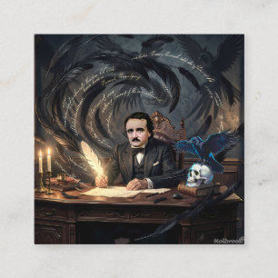 Edgar A. Poe Composing The Raven In Gothic Dreams Enclosure Card
