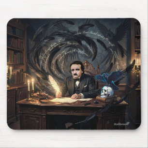 Edgar A. Poe Composing The Raven In Gothic Dreams Mouse Pad
