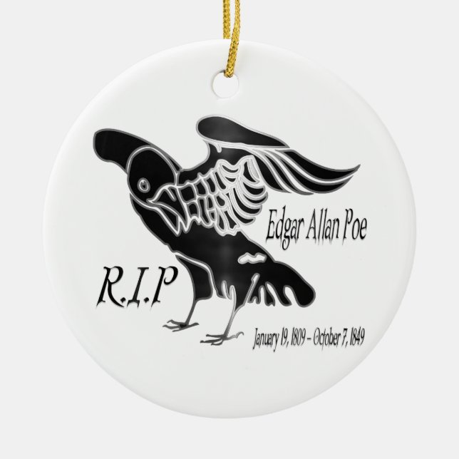 Edgar Alan Poe The Raven Ceramic Tree Decoration (Front)