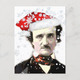  Edgar Allan Poe Christmas Hat Snowflake  Postcard