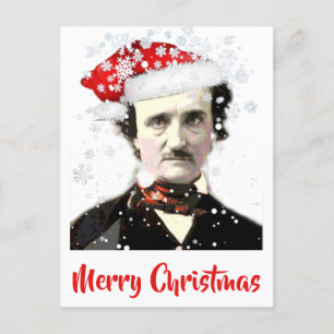 Edgar Allan Poe Christmas Hat Snowflake Postcard