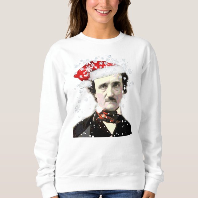  Edgar Allan Poe Christmas Hat Snowflake T-Shirt Sweatshirt (Front)