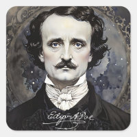 Edgar Allan Poe Gothic Halloween Square Stickers